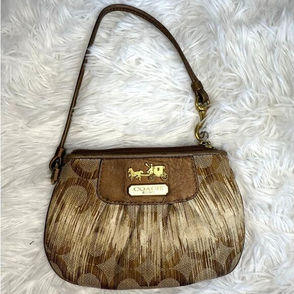 COACH Brown Signature Wristlet - Picture 1 of 6